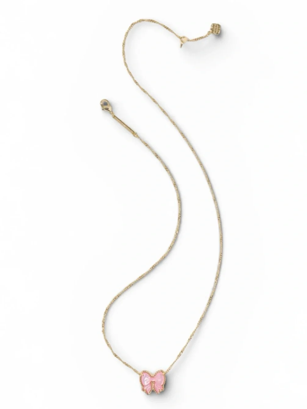 NWT Kendra Scott Haley Bow Gold Short Pendant Necklace in Blush Mother of Pearl - Picture 3 of 8